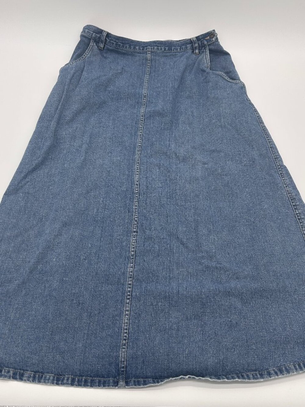 Vintage Long Maxi Skirt Western Size 14 Blue Cotton Liz Claiborne Lizwear Jeans